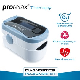 prorelax Pulse Oximeter | For Self-Control of Heart Frequency, Pulse Frequency and Arterial Oxygen Saturation | Easy Measurement on Finger | LED Display with Large Digits