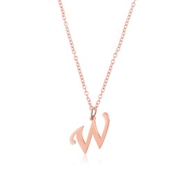 CHOROY Script Rose Gold Initial Necklace 26 Alphabet Letter Pendant Necklace Name Necklace Bridesmaid Jewelry Gift (W)