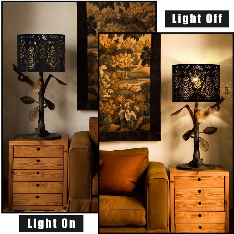 GO&SO Drum Black Lamp Shades 13 Inches - Industrial Laser