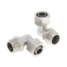 INFINAUTO Push to Connect Air Fittings 5/8" 90 Degree Air Line Quick Joint Nickel-plated Copper 1/2"BSPT 2 Pcs Silver Tone
