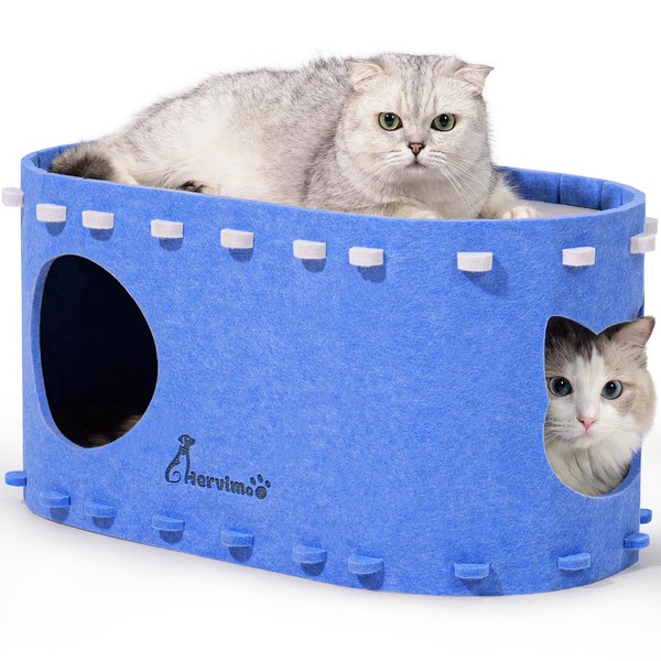 Hervimo Cat Beds for Indoor Cats, 2 in 1 Large