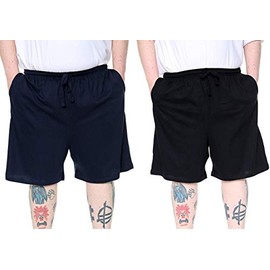 Brooklyn Big Plus Size Lounge Shorts 2 Pack Navy/Black Pyjamas Shorts Soft 100% Cotton with Pockets (3XL)