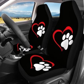 Mumeson Dog Paw Print Car Seat Covers Full Set Auto Interior Decoration Seat Cover Stretch-on Front and Rear Seat Cushion Covers Protection Seat Covers 4 Piece