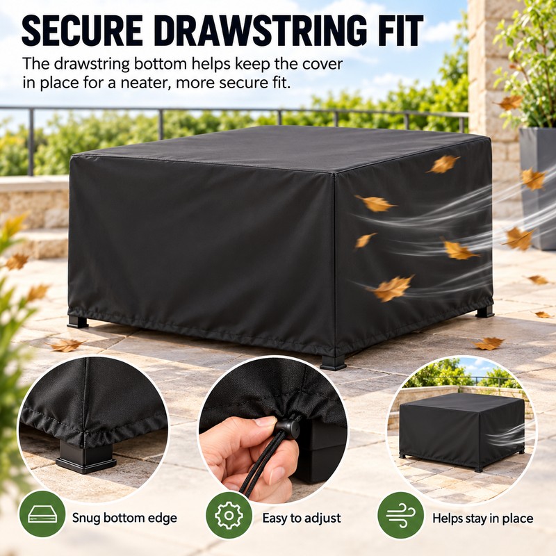 Waterproof Square Fire Pit Cover for Outdoor Protection – 210T
