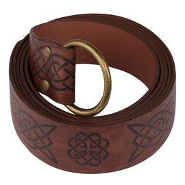 Viking Medieval Leather Metal Belt Retro Mens Knight Warrior Cosplay Medieval Embossed PU Leather Belt Costume Accessory for Men Women