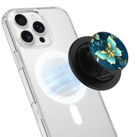 DaBuBu Cell Phone Grips Holder Stand [Compatible with MagSafe], Cell Phone Shine Bling Grip Holder, Magnetic Phone Grip for Phones and Cases - Blue Butterfly