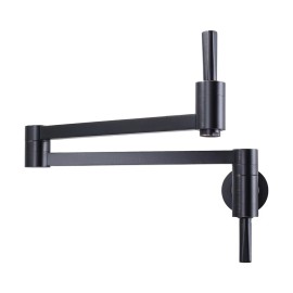 Pot Filler Faucet Wall Mount Oil-Rubbed Bronze Kitchen Faucet Rotatable Swing Arm Pot Filler Copper Pot Filler Folding FaucetColor: Brown, Surface Finishing: Oil rubbed