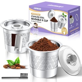 CAPMESSO Reusable K Cups for Keurig: 2026 Updated Kcup Refillable Coffee Pods - Full Stainless Steel K Cups for Keurig 1.0 Coffee Maker - Dual Mesh for Richer Coffee NO Grit, No BPA(2 Pack)