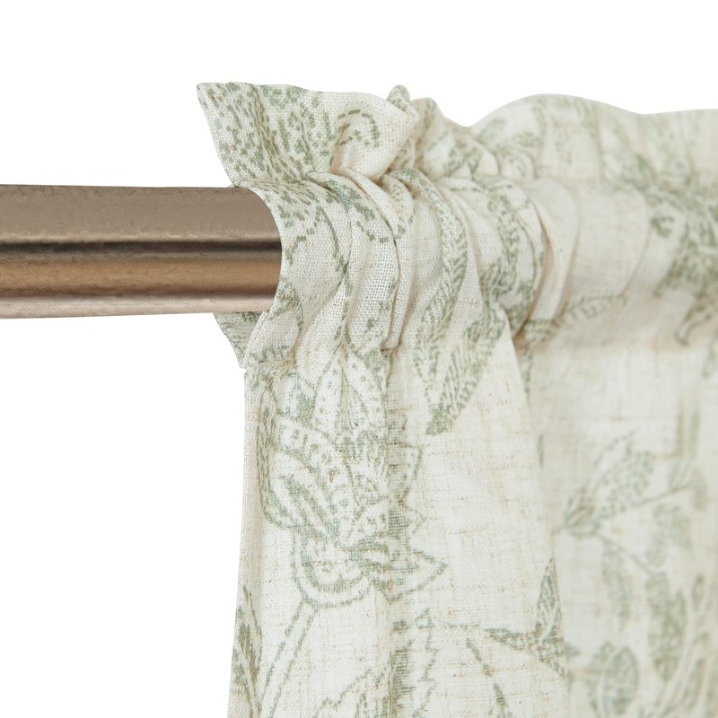 Vangao Farmhouse Linen Valance Curtain for Kitchen Floral Rustic Light