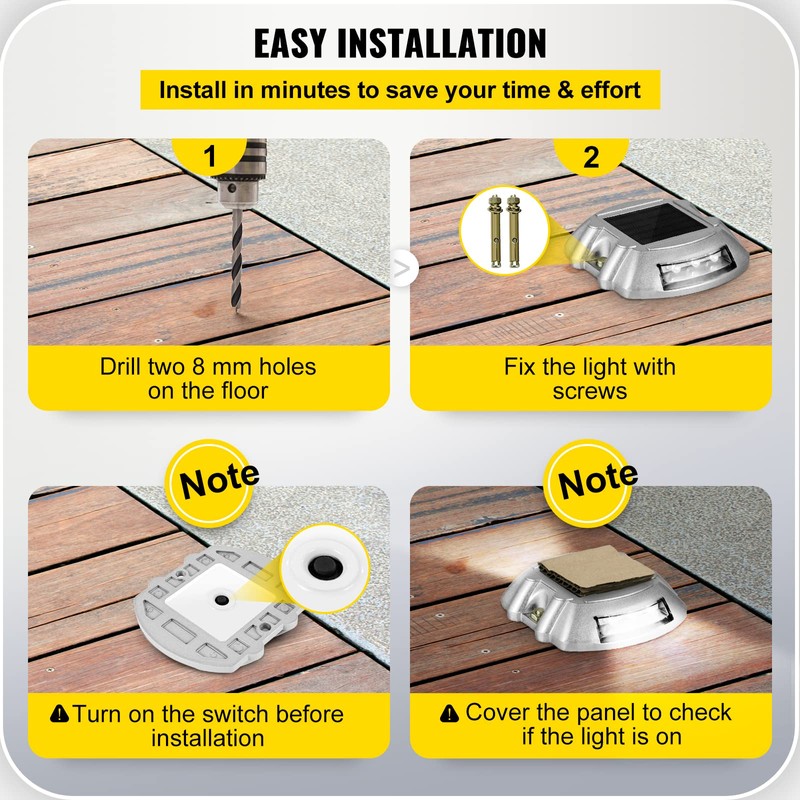 Happybuy Solar Driveway Lights 16-Pack - Bright White With Screw,