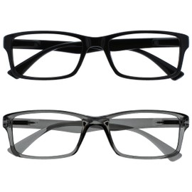 OPULIZE Pack of 2 short-sighted glasses for men and women, black/grey, MM92-17 -1.00
