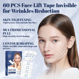60 PCS Face Lift Tape Invisible for Wrinkles Reduction – Instant Tightening & Lifting, Long-Lasting Waterproof Facial Tapes for Sagging Skin, Self Care Gifts for Women, Skin Care Set