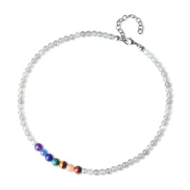 COAI Unisex Choker Necklaces Made of 7 Chakras and Gemstones, Plastic labradorite 7 Chakra Plastic, Labradorite