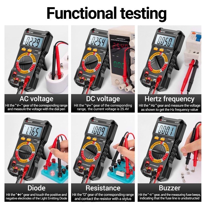 SZ305 Multimeter Capacitor Testers Professional 1999 Counts Smart Voltmeter Ohm