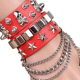 Punk Leather Bracelets for Men Cuff Bangle Bracelets for Teen Boys Stackable Infinity Bracelets Jewelry Gifts for Father Boyfriend Brother