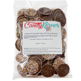 Milk Chocolate Non Pareil Wafers - Multi Color Non-Pareil Milk Chocolate Wafers - Gourmet Milk Chocolate Wafers Covered In Crunchy Candy Beads 3 Pound (48 Ounce) By CandyKorner