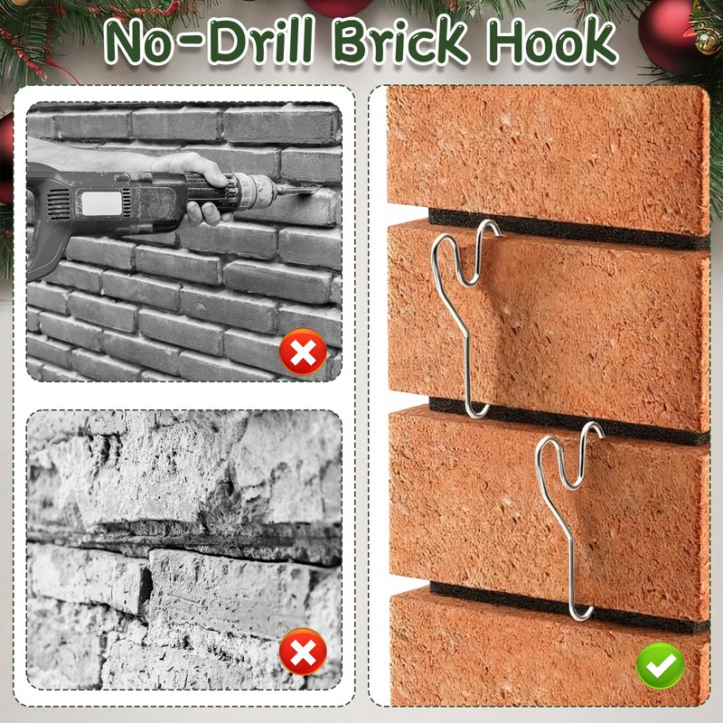 Brick Hook Wall Clips for Outdoor Indoors Garland Hanging Wreaths