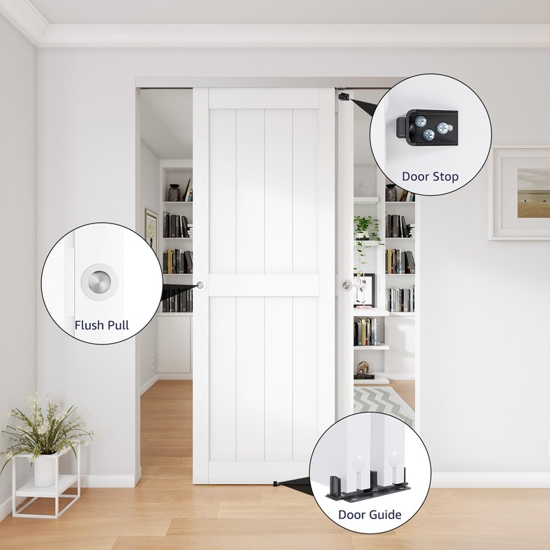 COSHOMER 5FT Bypass Door Hardware, Closet Door Track Kit, Top-Mounted