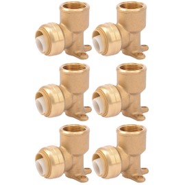 SharkBite 3/4 Inch x 3/4 Inch Drop Ear Elbow, Pack of 6, FNPT, Push to Connect Brass Plumbing Fitting, PEX Pipe, Copper, CPVC, PE-RT, HDPE, U340LF