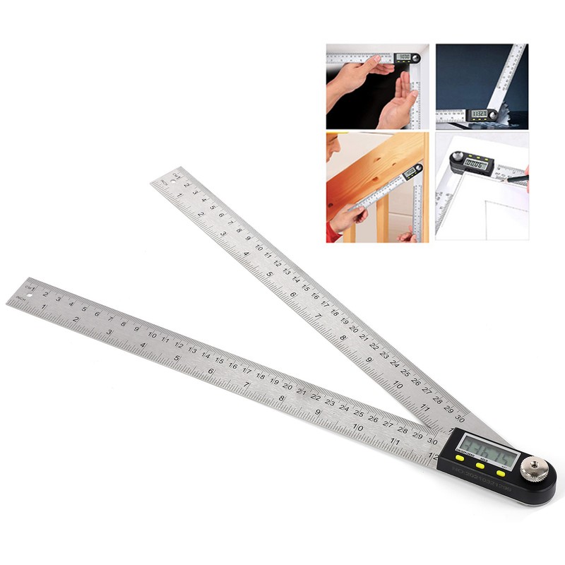 Digital Angle Finder LED Display Stainless Steel Metric Imperial 360°