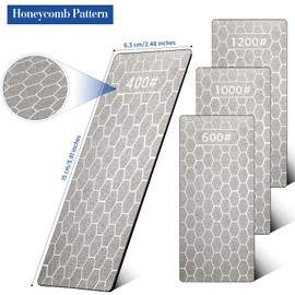 4 Pieces Diamond Sharpening Stone Grit Diamond Plate Honing Stone for Kitchen Sharpening Dull, Blunt or Tired Edges, 5.9 x 2.48 Inches(400/600/1000/1200 Grit)