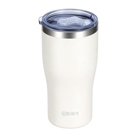MUCR 17 oz Ceramic Lined Travel Tumbler with Cleaning Brush, Good Temperature Retention, Sweat-Proof, Easy to Clean, Fits Car Cup Holder for Coffee Tea, White