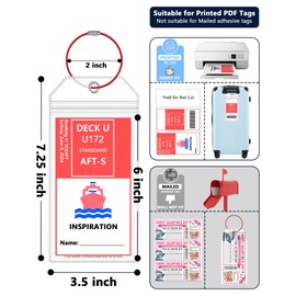 Carnival Luggage Tag Holders, Clear Cruise Luggage Tag Holder Zip Seal with Steel Loops，Fits Printed (Not Mailed), Carnival Cruise Ships & Tags for Cruises in, 2024 & 2025（5 Pack）