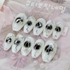 Black Hole Cheek Handmade Nail Tips - Oval XL /