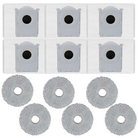 6 Mop Pads + 6 Dust Bags Compatible with ECOVACS DEEBOT T50 Max/T50 Pro/T50 Omni/T50 Pro Omni/T50 Max Pro Omni/T50 Max Pro - Replacement Cleaning Accessories