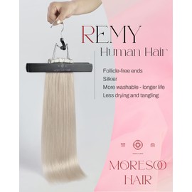 Moresoo Tape-In Extensions, Real Hair, White Blonde, Tape-In Real Hair Extensions, 30.5 cm, Remy Hair Extensions, 40 Pieces / 60 g, #60A
