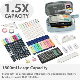 SPACEMATE Pencil Case Pouch Box Bag School Supplies Girls Boys Kids, Cute Preppy Stuff Large Big Capacity Aesthetic Pen Organizer, Back to College Stationary, Pink, Classic Stlye, 1800ml