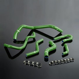 PIT66 Silicone Radiator Hose Kit,Compatible with 1992-2000 Honda Civic 1.6l Sohc D15 D16 Eg/Ek Green with Clamps