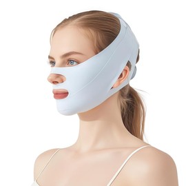 Isyou Small Face Belt, Face Belt, Small Face Mask, Small Face Band, 2-Way Design, Chin Support Belt Included, Small Face Supporter, V-line, Small Face Goods, Unisex, Blue