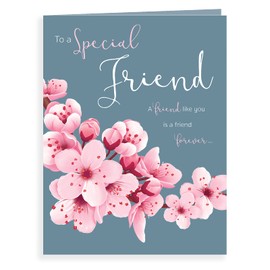 Luxury Beautiful Contemporary Special Friend Birthday Card - 8 x 6 inches - Koko Designs, K70021,pink|red|blue