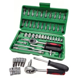 46pcs Ratchet Wrench Set Kit Sleeve for Car Motorcycle Repair Tools Combination Repair Wrench Socket Spanner Screwdrivercolor: 46 PCS Repair Tool-Green, type: Hand Tool Kits-red
