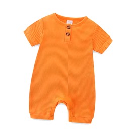 Baby Summer Romper Organic Cotton Clothing Set Cute Lightweight Playsuit Onesie for 3-6months Baby Boys Orange