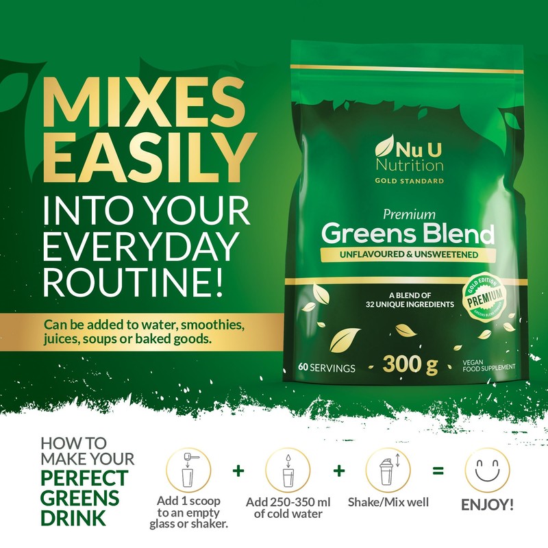 Nu U Nutrition - Premium Greens Powder 300g - 32