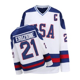 Youth Hockey Jersey of USA 1980 Olympic Team Jerseys #21 Mike Eruzione Stitched Letters and Numbers White S-L