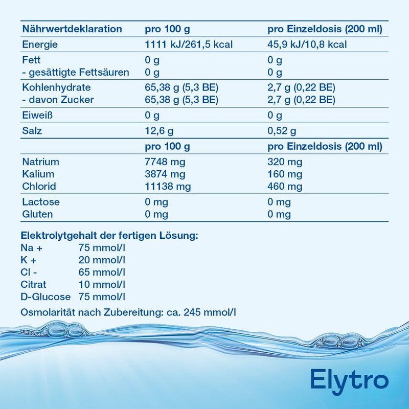 Elytro, 10 Sachets Glucose Blend Acute Diarrhoea Quick Compensation for