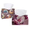 2 Pack Tissue Box Cover Holder, Magnolia Blossom Rectangle Leather