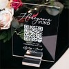 Letrero de boda de acrílico personalizable con código QR, soporte