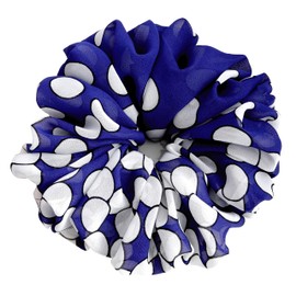 26 Colors Available, Colorful Big Scrunchies for Hair, Soft Chiffon Ponytail Holder, Cute Birthday Gift for Women Girl Teen, Holiday Accessory (Blue Polka Dots)