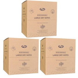 Nilaqua Dry Wipes 100pk Trio | 24 x 30cm | 100% Biodegradable | Suitable for Make Up Removal, Skin care, Incontinence, Patient Care | Dry Wipes for Adults - Absorbent & Strong