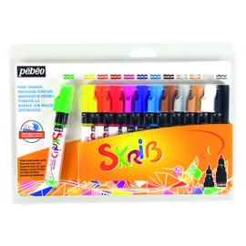 Pébéo 604105 Set skrib Paint 12 Marker Gouache Malerei Arc En Ciel 18,3 x 2,1 x 25,7 cm