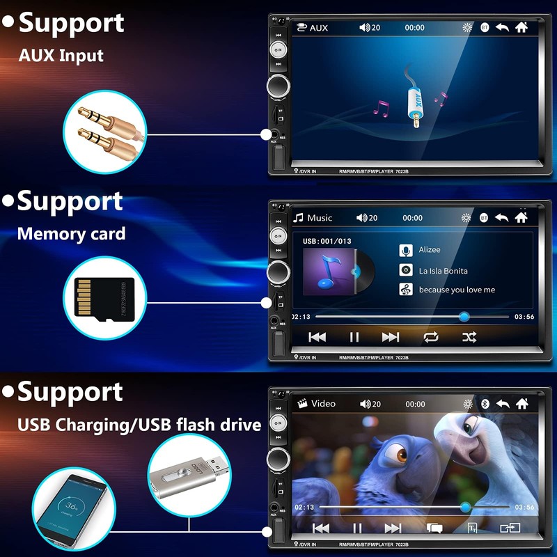 Podofo Double Din Car Stereo Radio 7 Inch Touch Screen