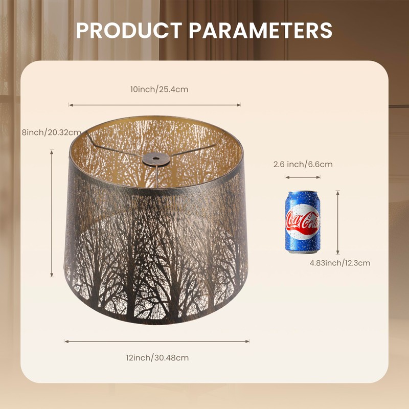 Drum Metal Lampshade 10" x 12" x 8", Medium Lamp