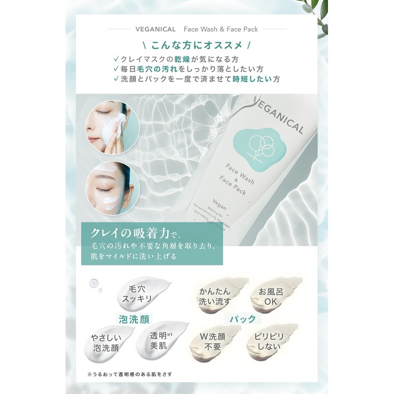 VEGANICAL Mud Cleansing & Mud Pack, 2-Way Facial Cleansing Foam
