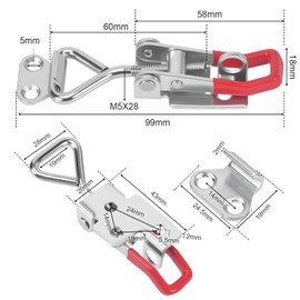 Szaboviktoria GH-4001 Pack of 6 Toggle Lock Box Lock Small with Keyhole Lever Lock Quick Release for Cupboard Boxes Drawers Windows