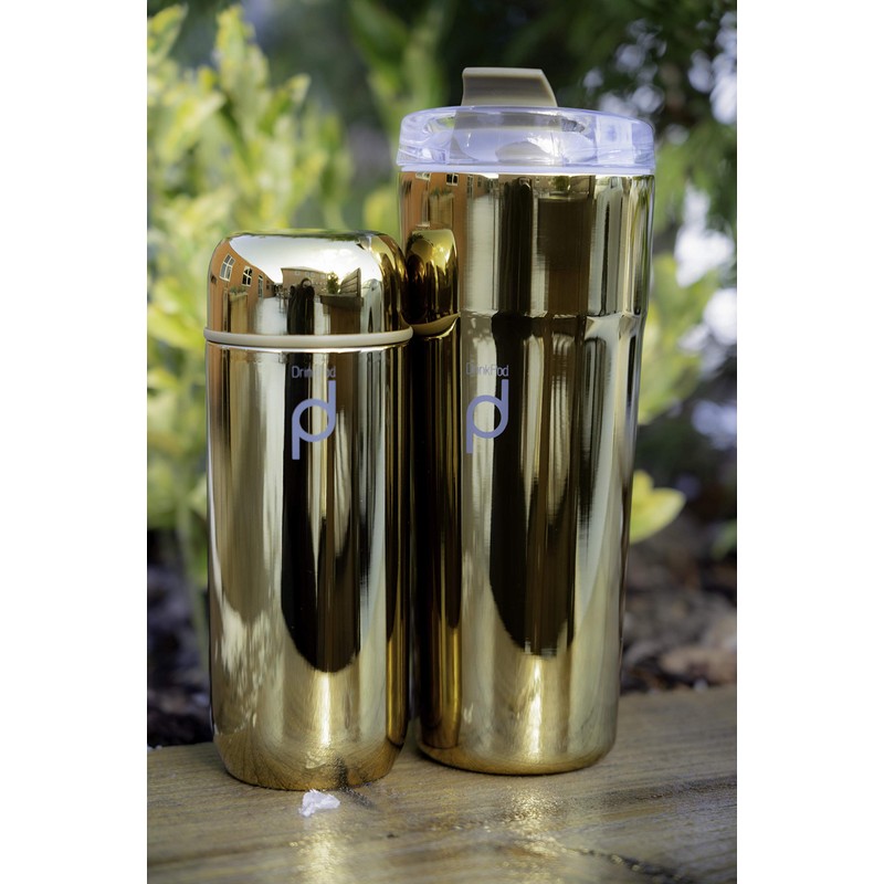 DrinkPod Flask, Stainless Steel, Gold, 200ml