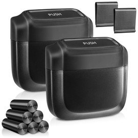 2 Packs Car Trash Can with Lid, Built-in Storage Garbage Bag Leakproof Vehicle Trash Bin Car Accessories for Interior Mini Trash Bin with 90pcs Trash Bags for Car Home Office